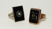 2 ESTATE 14K GOLD ONYX DIAMOND