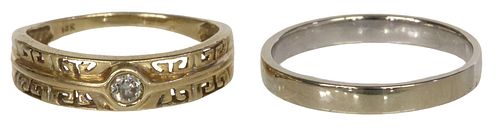(2) ESTATE 14KT GOLD FLAT BAND