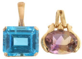 (2) ESTATE 14KT GOLD SWISS BLU