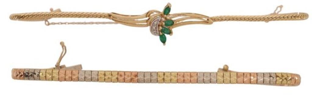 (2) ESTATE 14KT TRICOLOR & YELLOW
