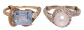 (2) ESTATE 14KT WG PEARL &AMP;