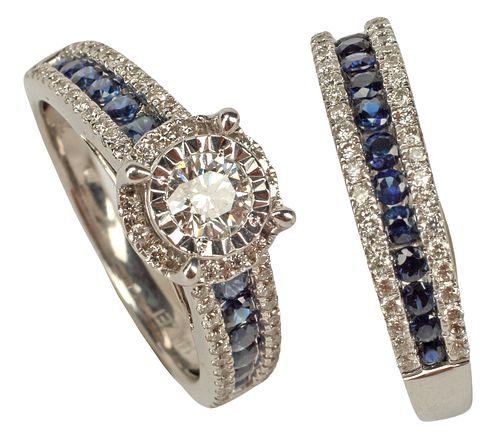 (2) ESTATE 14KT WHITE GOLD BLUE