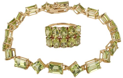 (2) ESTATE 14KT YELLOW GOLD PERIDOT