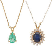 (2) ESTATE 14KT YG PENDANT NEC