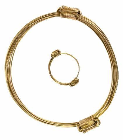 (2) ESTATE 18KT GOLD WIRE WRAP
