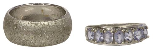 (2) ESTATE 18KT WHITE GOLD BAND