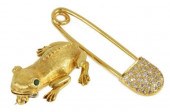 2) ESTATE 18KT YG GEMSET FROG