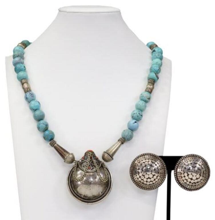 (2) ESTATE ASIAN SILVER EARRINGS