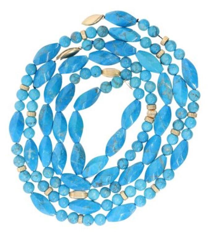 (2) ESTATE BLUE STONE BEADED