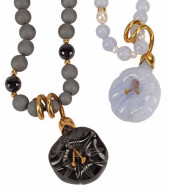 (2) ESTATE GEMSTONE BEADED NEC