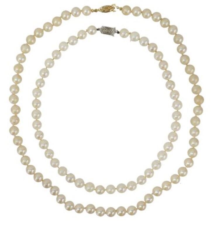(2) ESTATE PEARL NECKLACES(lot of