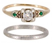 (2) ESTATE PLATINUM BAND & 14K