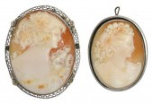 (2) ESTATE SILVER & CARVED SHE