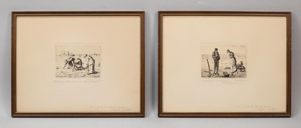 2 ETCHINGS MARCEL JACQUE AFTER J.F.