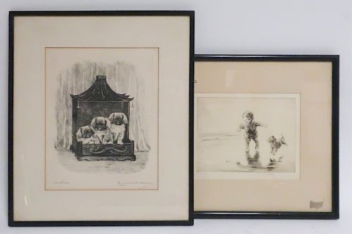 2 ETCHINGS, MARGUERITE KIRMSE,