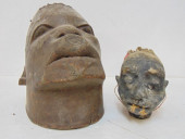 2 ETHNIC HEADS, CARVED WOOD HE