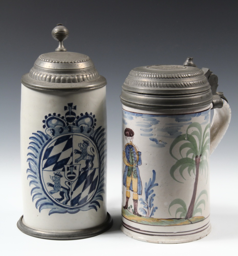 (2) FAIENCE STEINS - (2) 18th c