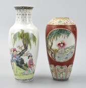 (2) FAMILLE ROSE VASES: RIVERS