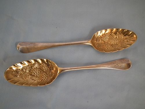 2 FANCY ENGLISH SILVER SPOONSPair