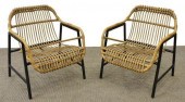 (2) FAUX BAMBOO LOUNGE CHAIRS(