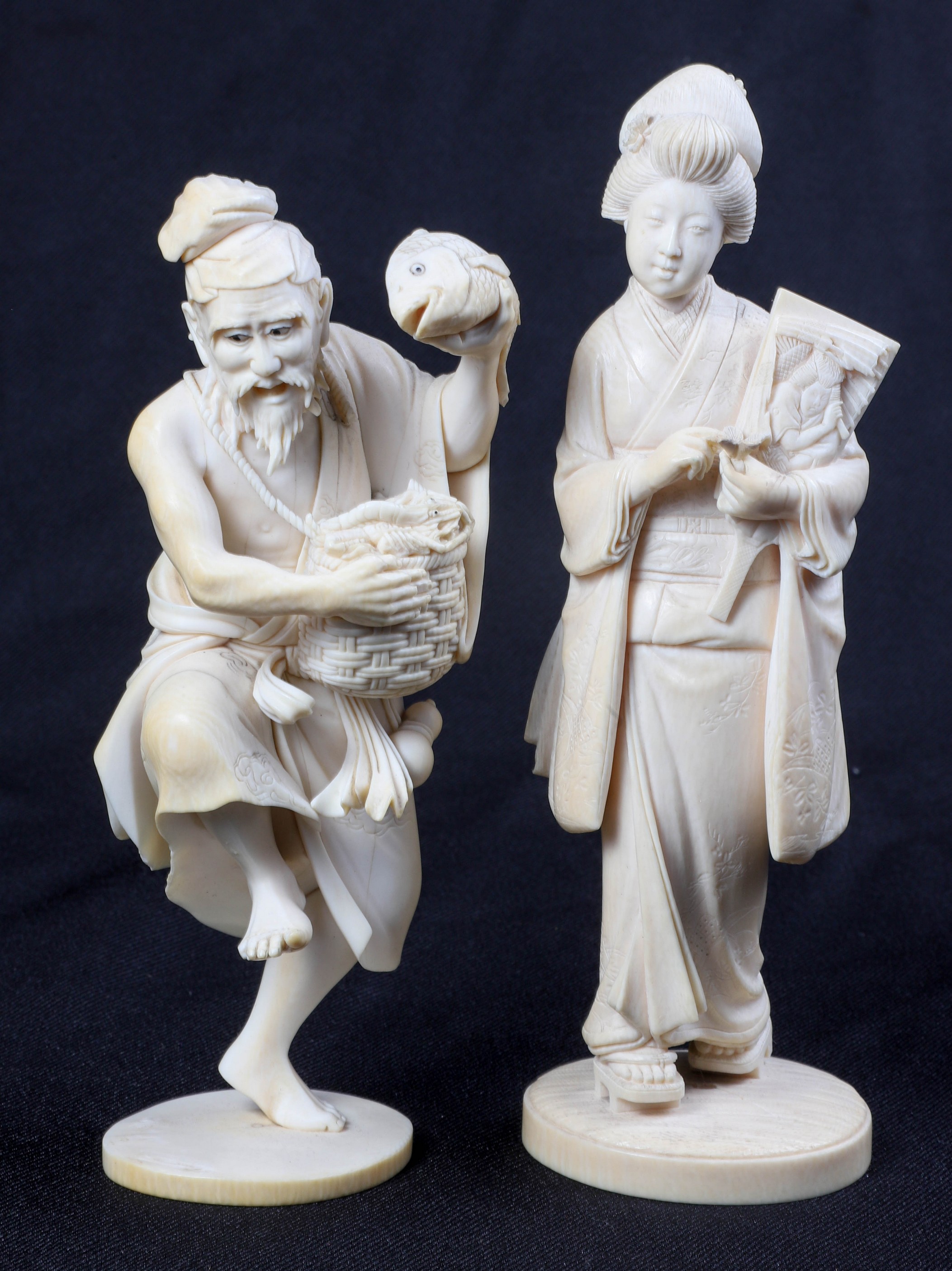 (2) Figural chinese carved