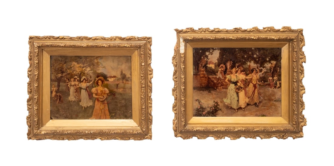 2 FIGURAL CRYSTOLEUM PRINTS,