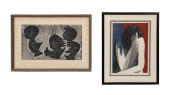 2 FIGURAL JAPANESE WOODBLOCKS,