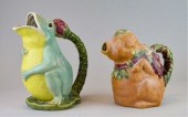 2 FIGURAL MAJOLICA PITCHERS2 f