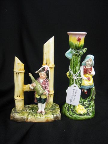 2 Figural Majolica Pottery Pieces