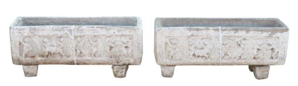 (2) FIGURAL PUTTI CARVED STONE