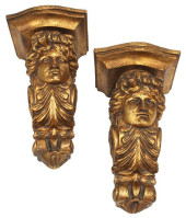 (2) FIGURAL SCROLLED GILTWOOD