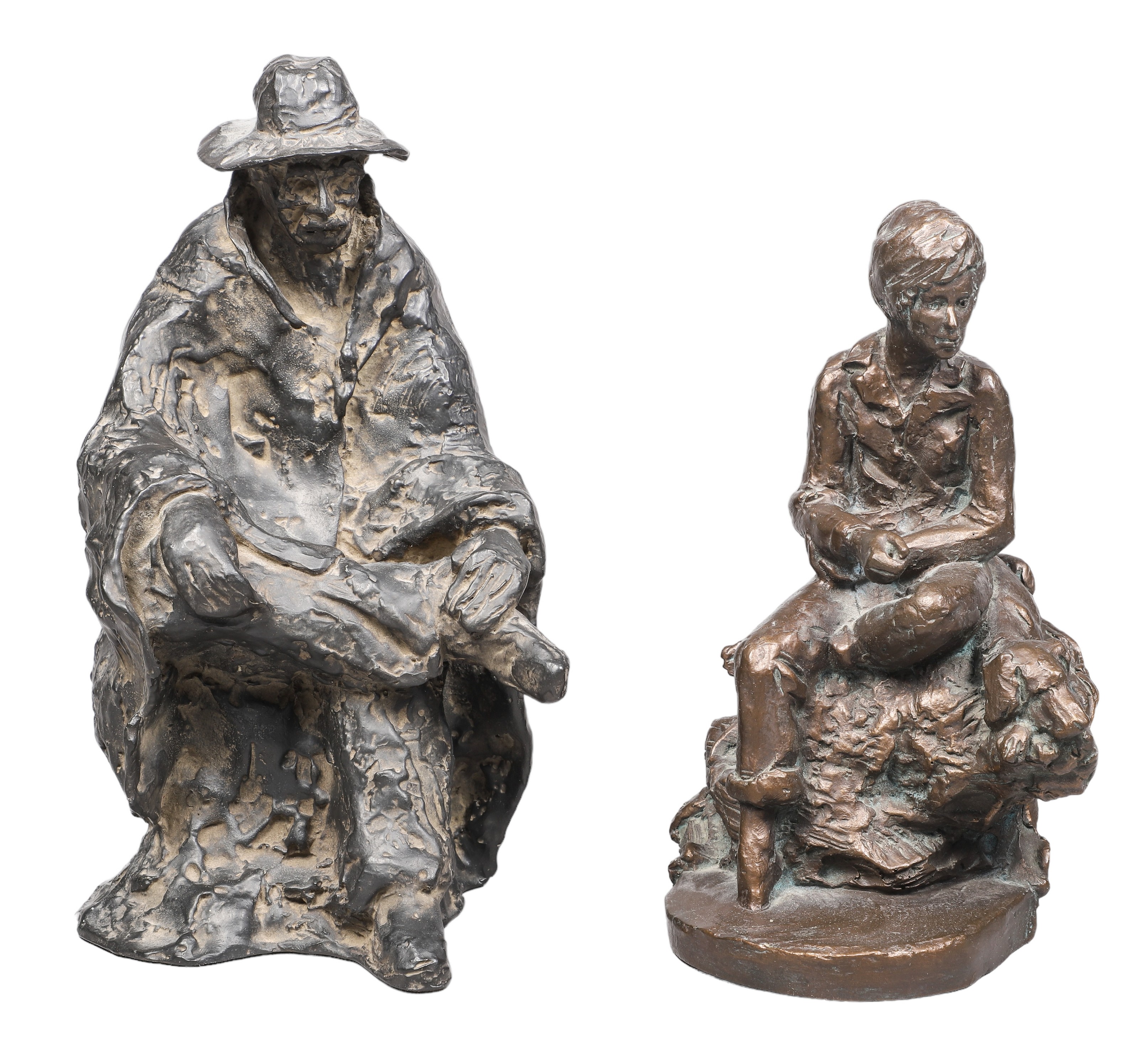 (2) Figural sculptures, bronzed