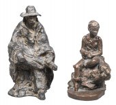 (2) Figural sculptures, bronze