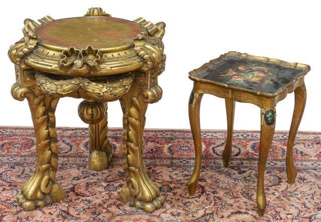 (2) FINE ITALIAN GILTWOOD PEDSTAL &