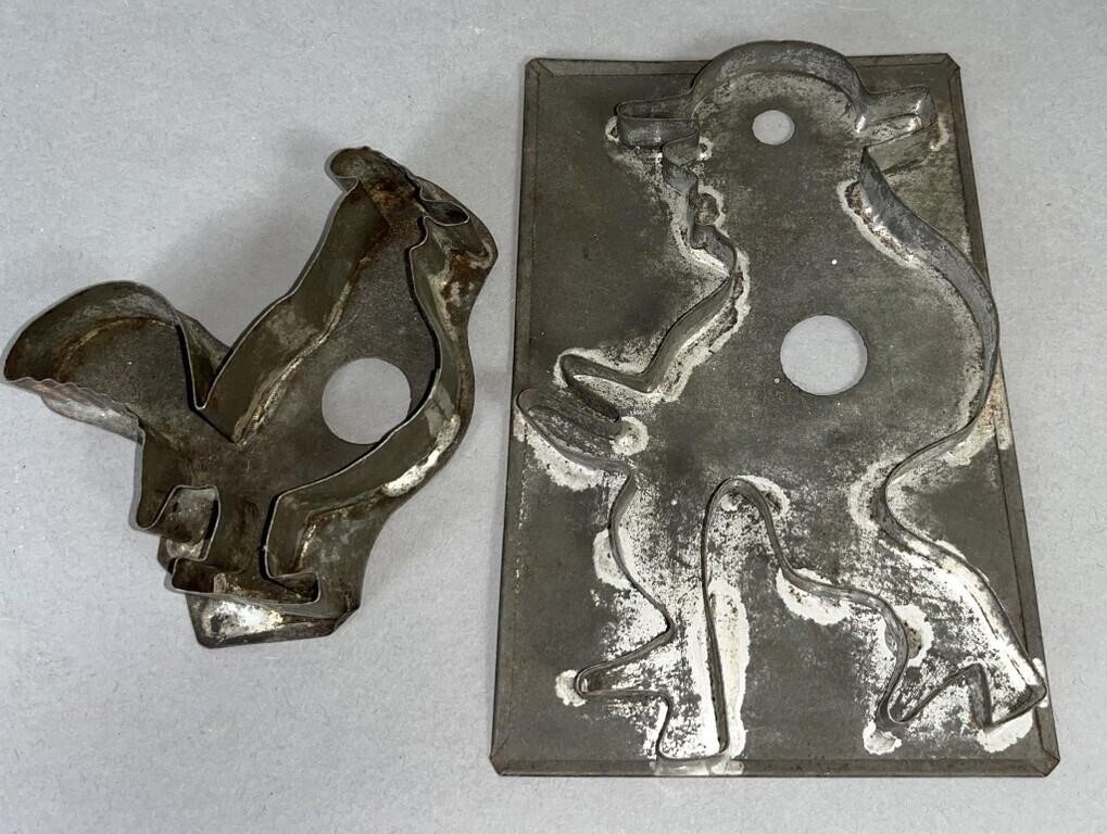 2 FINE TIN FIGURAL COOKIE CUTTERS