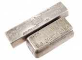 (2) FIVE TROY OUNCE POURED 999