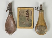 2 Flasks & Tin Type Photo of a