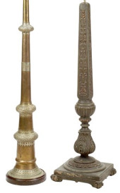 (2) FLOOR LAMPS, (1) FASHIONED