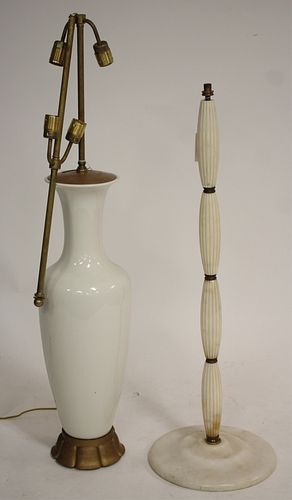 2 FLOOR LAMPS - WHITE PORCELAIN &