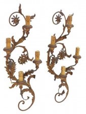 (2) FLORENTINE GILT IRON FOUR-