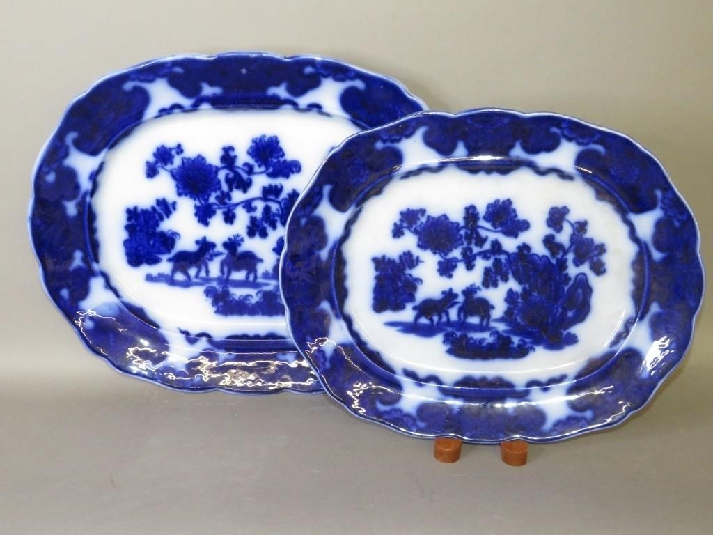 2 FLOW BLUE PLATTERS, CASHMERE