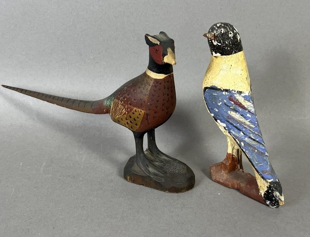 2 FOLK ART CARVED & POLYCHROME
