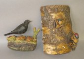 2 FOLK ART CARVED BIRD WALL PL