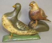 2 FOLK ART CARVED BIRDS BY WAL