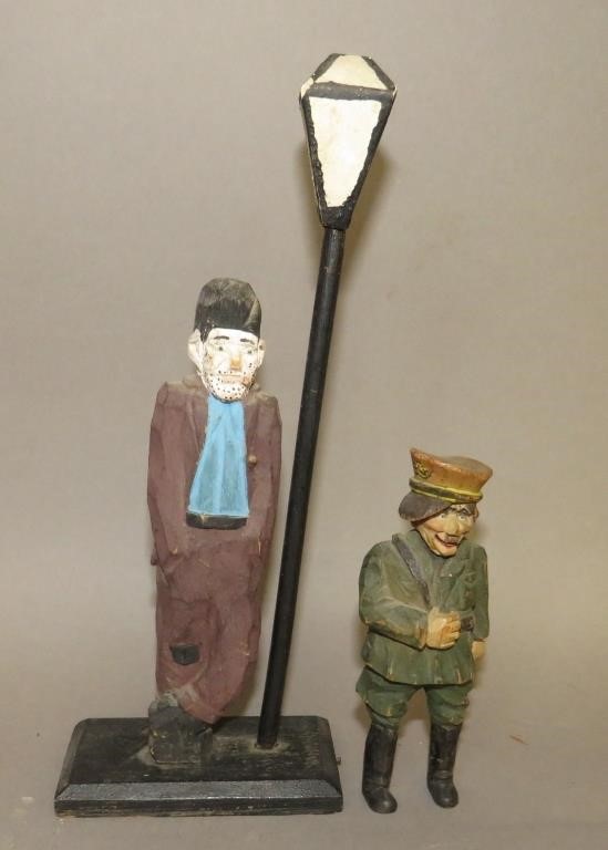 2 FOLK ART CARVINGS BY "THE