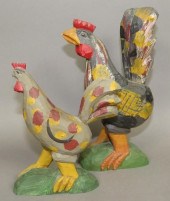 2 FOLK ART CHICKENS BY DAN & B