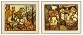 (2) FOLK ART PAINTINGS ON BOAR