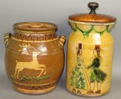2 FOLK ART REDWARE JARS BY TUR