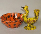 2 FOLK ART REDWARE PIECES BY J