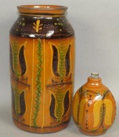 2 FOLK ART REDWARE PIECES BY G
